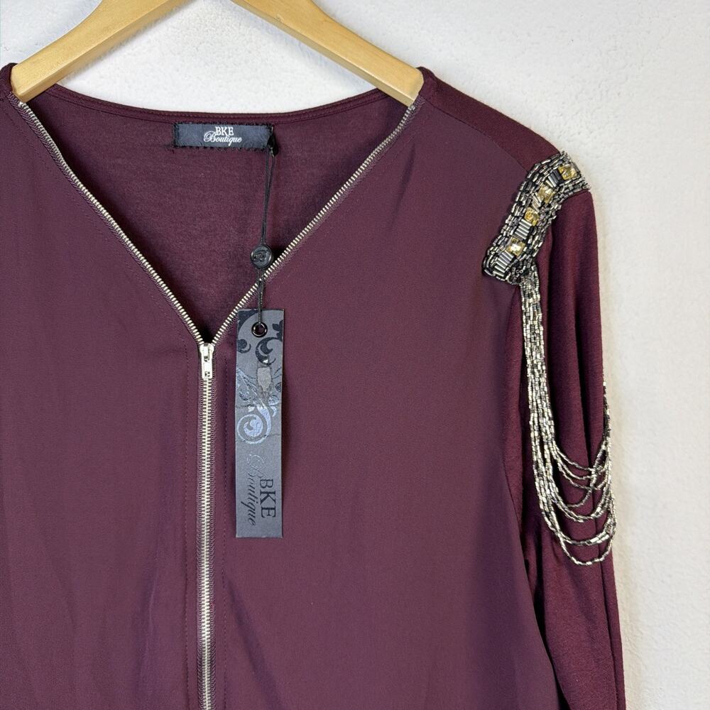 Buckle BKE boutique metal top military utility burgundy medium whimsygoth NWT - Picture 3 of 12